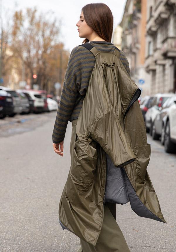 Rose & Lini KIMONORAIN REVERSIBLE “DUST COAT” GREY & GREEN In Linea