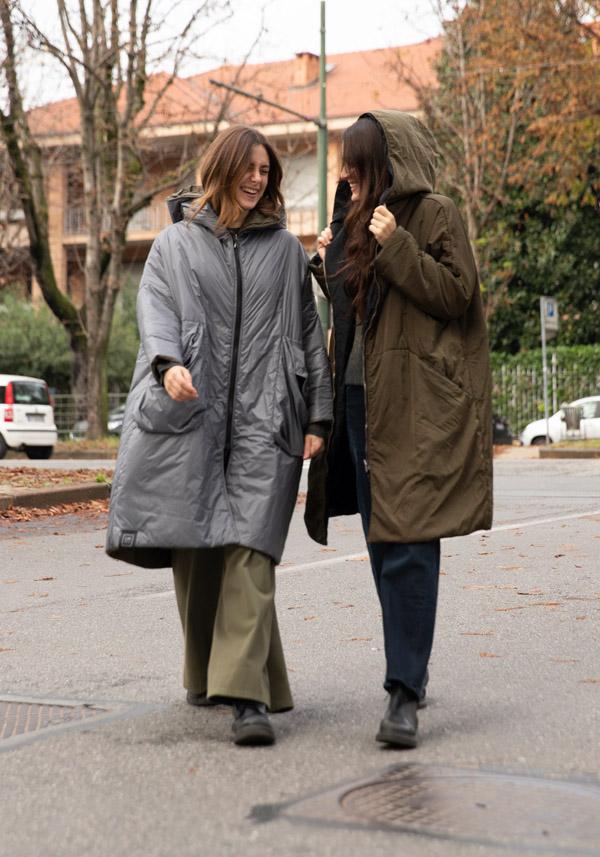 Rose & Lini KIMONORAIN REVERSIBLE “DUST COAT” GREY & GREEN In Linea