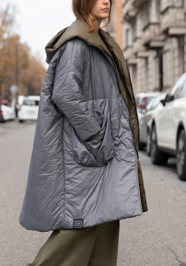 Rose & Lini KIMONORAIN REVERSIBLE “DUST COAT” GREY & GREEN In Linea