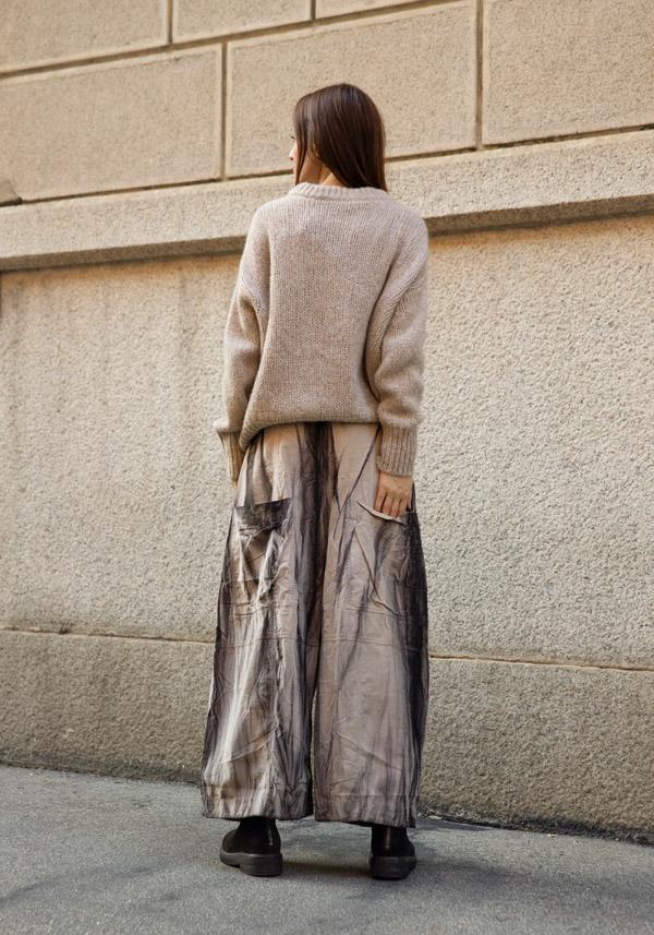 Rose & Lini GILDA MIDANI COTTON “EGG PANTS” TAUPE Qualità Garantita
