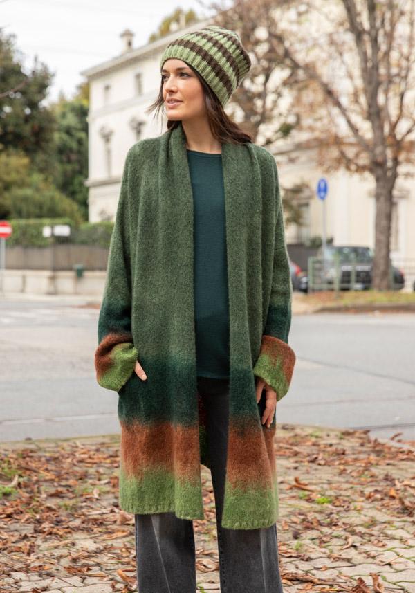 Rose & Lini FISSORE CASHMERE “MARIANNE 3” KAKI LONG CARDIGAN Shopping Online
