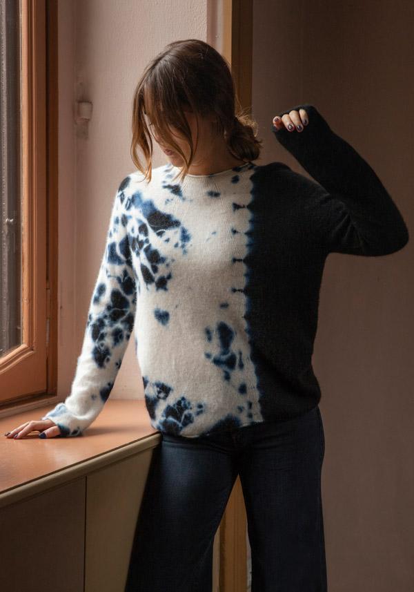 Rose & Lini SUZUSAN CASHMERE “PULL 3028” BLACK & NATURAL Affare Del Giorno