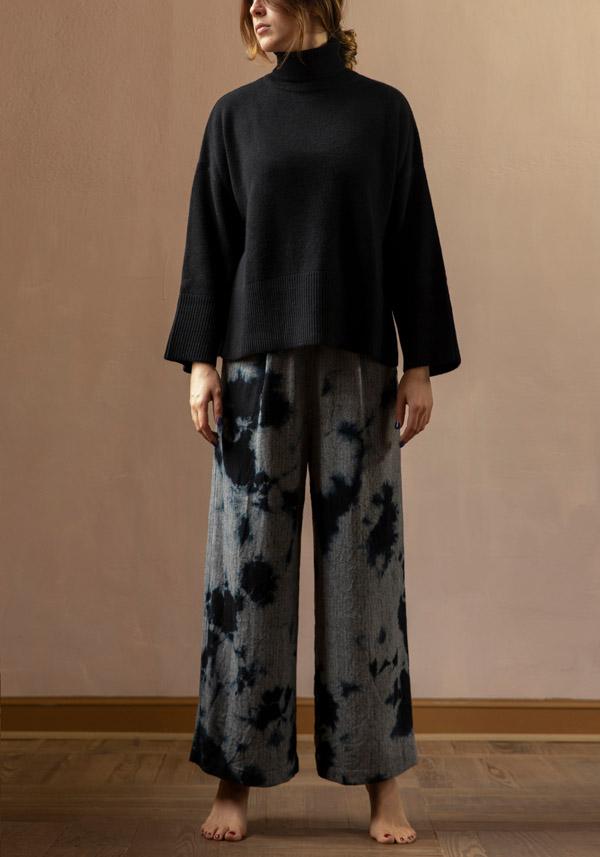 Rose & Lini SUZUSAN WOOL & CASHMER “PANTS 5041” BLACK & GREY Novità