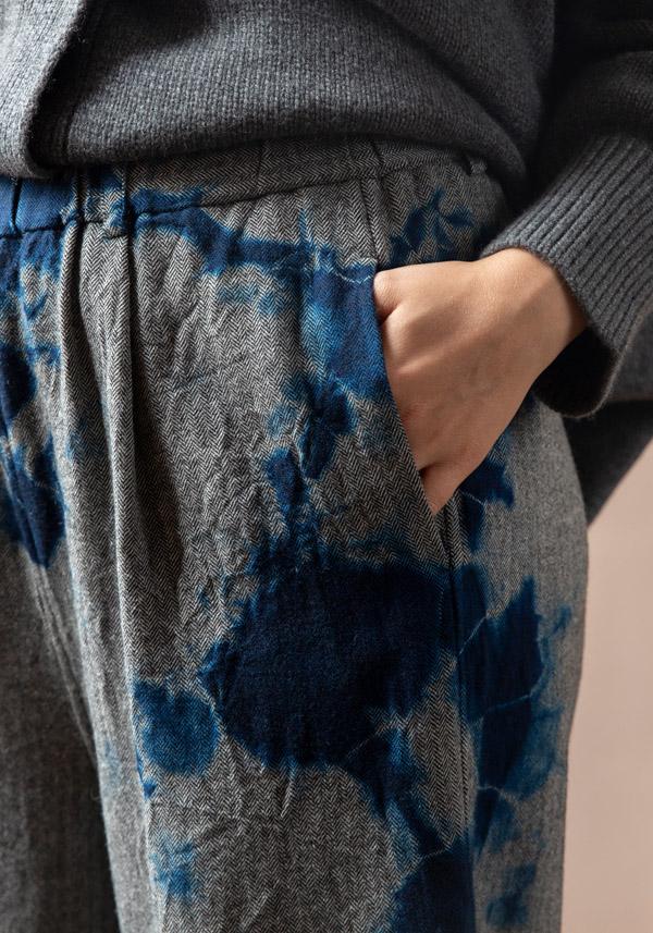 Rose & Lini SUZUSAN WOOL & CASHMER “PANTS 5041” BLUE & BLACK Presa
