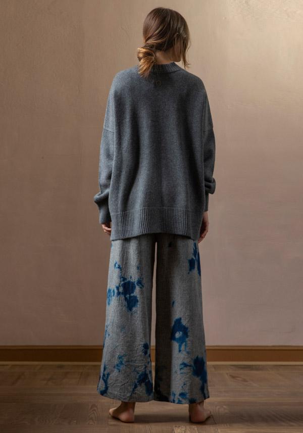 Rose & Lini SUZUSAN WOOL & CASHMER “PANTS 5041” BLUE & BLACK Presa