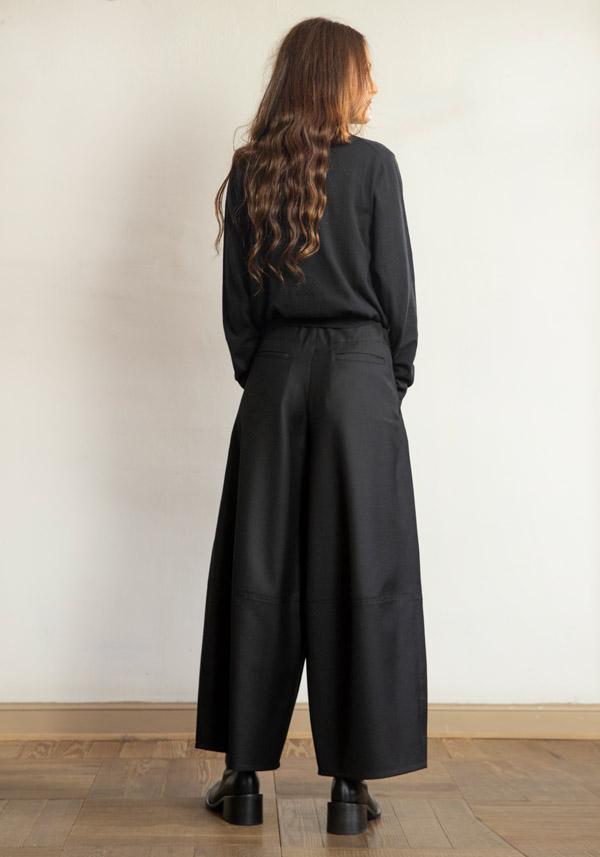 Rose & Lini BARBARA TANI WOOL “PANTS 465 LANA” BLACK Offerta