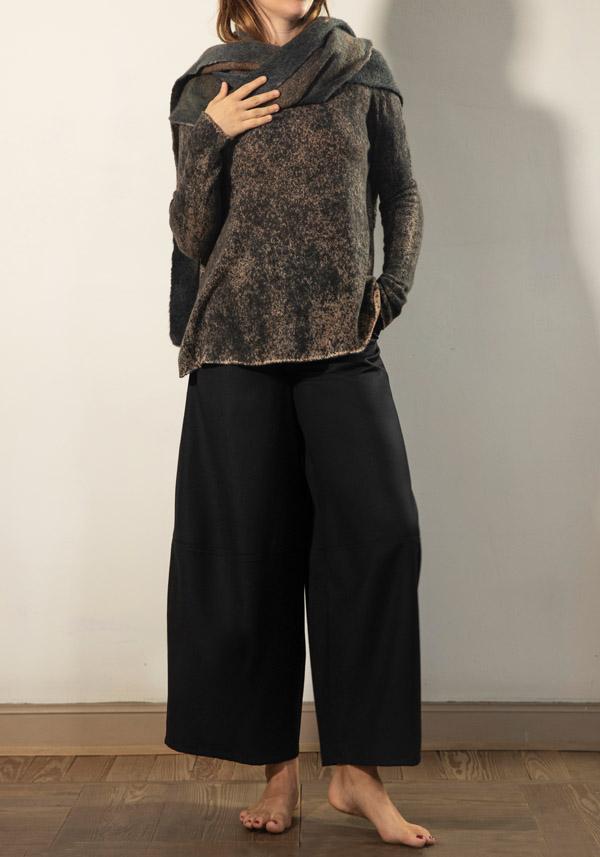 Rose & Lini BARBARA TANI WOOL “PANTS 465 LANA” BLACK Offerta