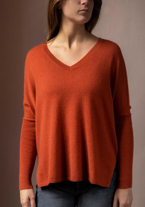 Rose & Lini ABSOLUT CASHMERE “PONCHO CAMILLE” CINNAMON Vendita Calda