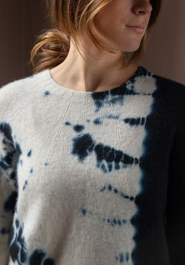 Rose & Lini SUZUSAN CASHMERE “PULL 3027” BLACK & NATURAL Vendita Economica