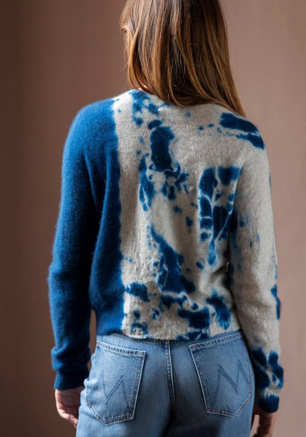 Rose & Lini SUZUSAN CASHMERE “PULL 3027” BLUE & GREY Saldi Di Fabbrica