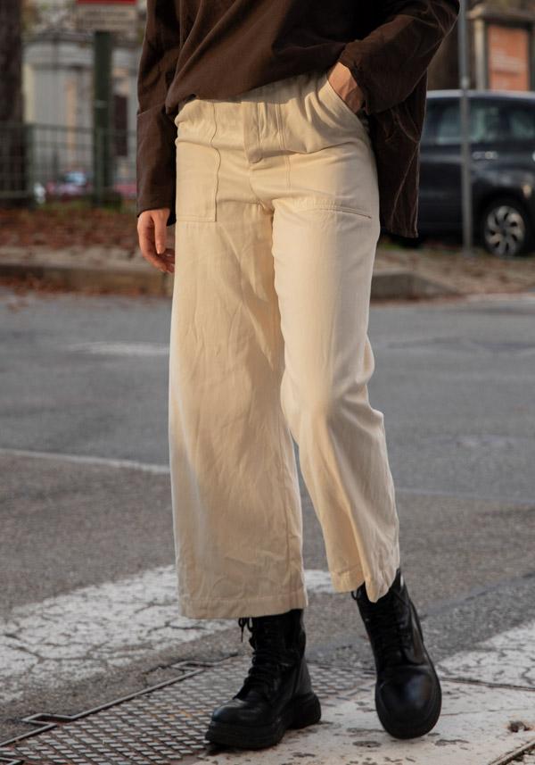 Rose & Lini RISA NAKAMURA COTTON “TROUSERS D” WHITE Negozio