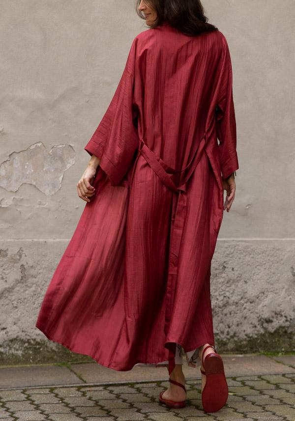 Rose & Lini THE ROSE IBIZA SILK “GOWN KIMONO” BRICK RED Nuova