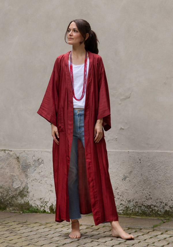 Rose & Lini THE ROSE IBIZA SILK “GOWN KIMONO” BRICK RED Nuova