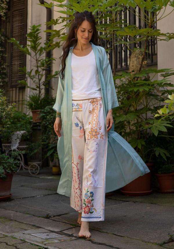 Rose & Lini THE ROSE IBIZA SILK “GOWN KIMONO” SKY Sconto di tempo limitato