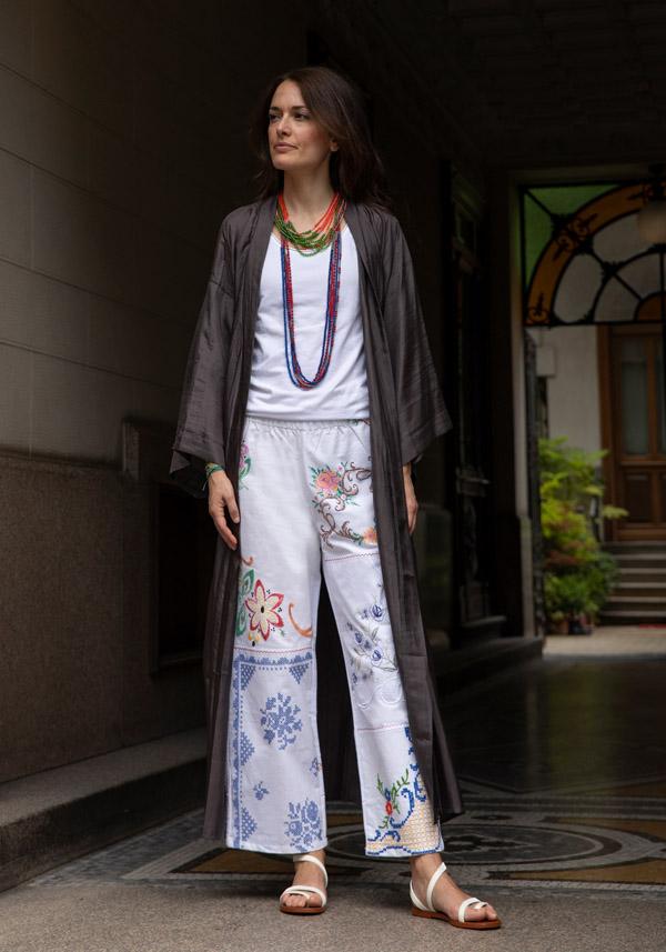 Rose & Lini THE ROSE IBIZA SILK “GOWN KIMONO” CHARCOAL Negozio online di fabbrica