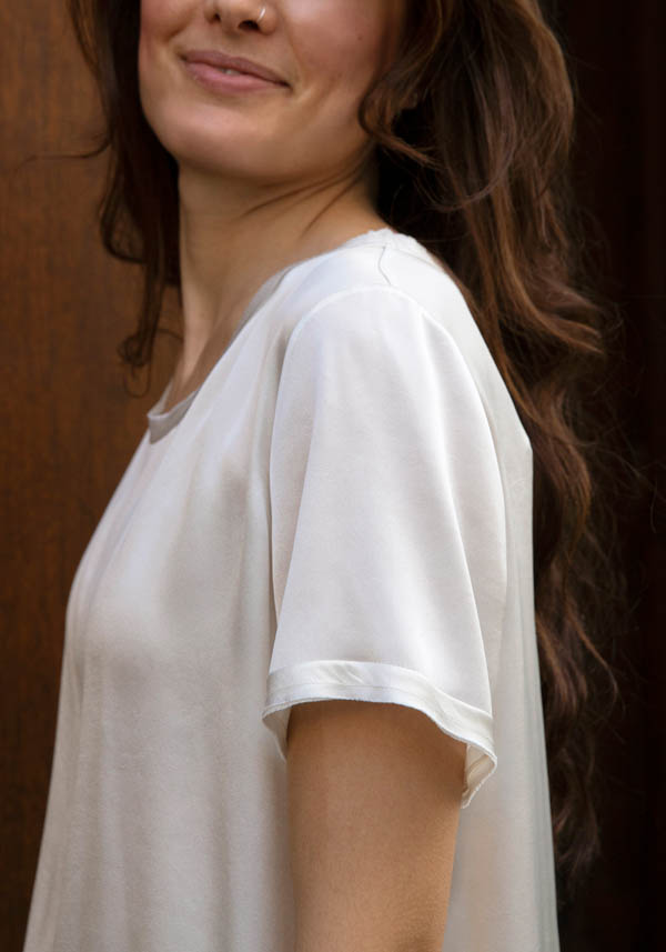 Rose & Lini INBACX SILK “MALI” WHITE SHIRT Prezzo di fabbrica