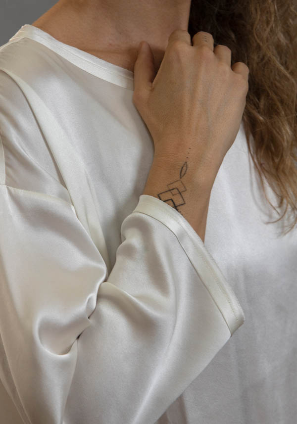 Rose & Lini INBACX SILK “MALTA” WHITE SHIRT Offerta speciale