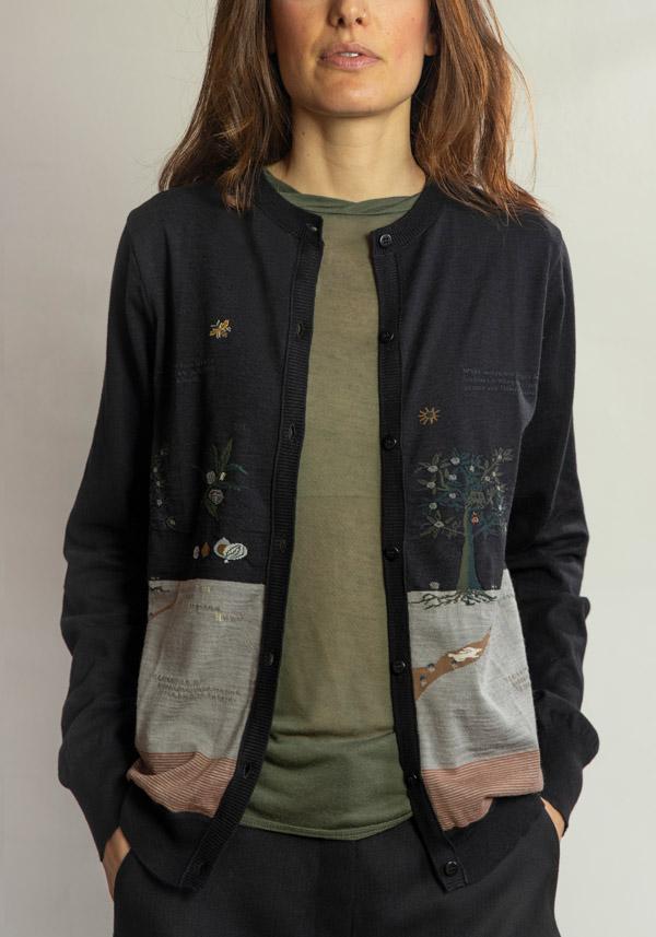 Rose & Lini ANTIPAST COTTON & CASHMERE “CARDIGAN NF104-790” BLACK Flash Sale
