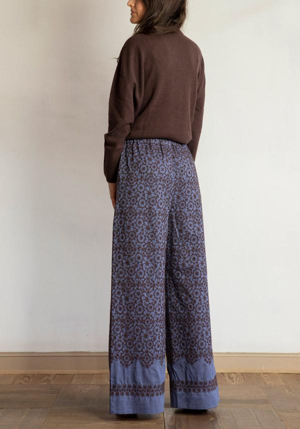 Rose & Lini ANTIPAST COTTON & SILK EMBROIDERED “TROUSERS EP210” BLUE Shopping online
