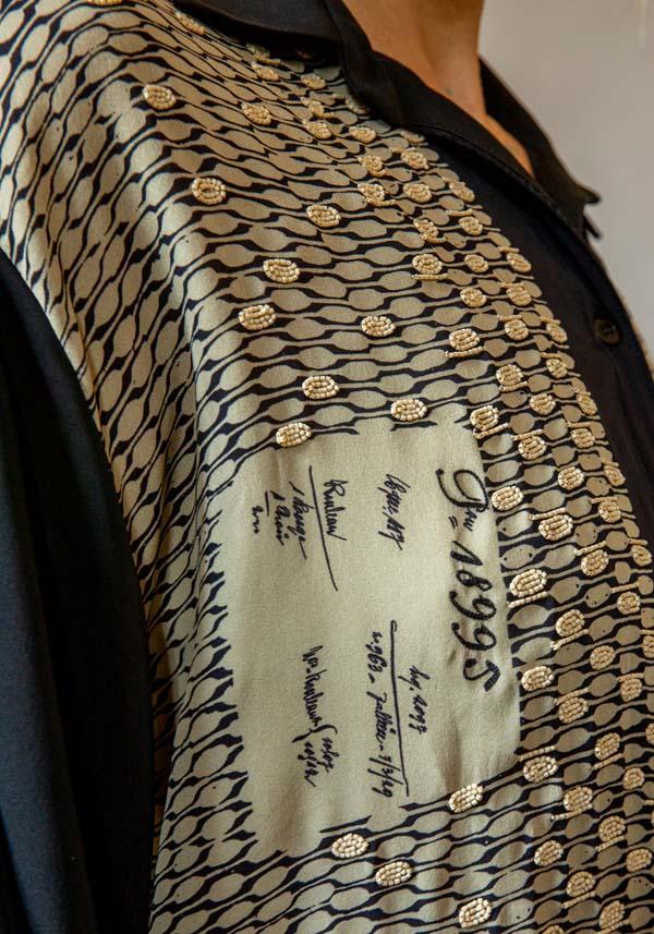 Rose & Lini IBRIGU SILK “SHIRT CM171” BEIGE & BLACK Black Friday