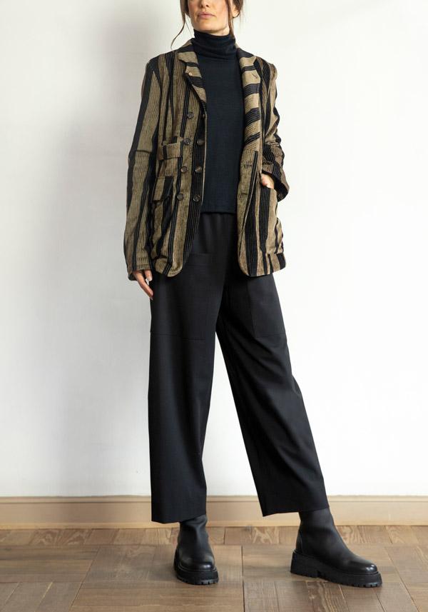 Rose & Lini ALEKSANDR MANAMIS STRIPED “JACKET 1692” BLACK & BROWN Offerta per la Festa della Mamma