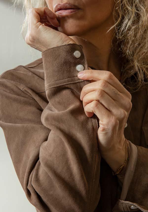 Rose & Lini DAD MILANO SUEDE “WESTERN SHIRT” TAUPE Offerta Anniversario