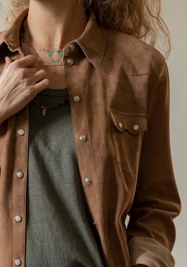 Rose & Lini DAD MILANO SUEDE “WESTERN SHIRT” CARAMEL Vendita calda