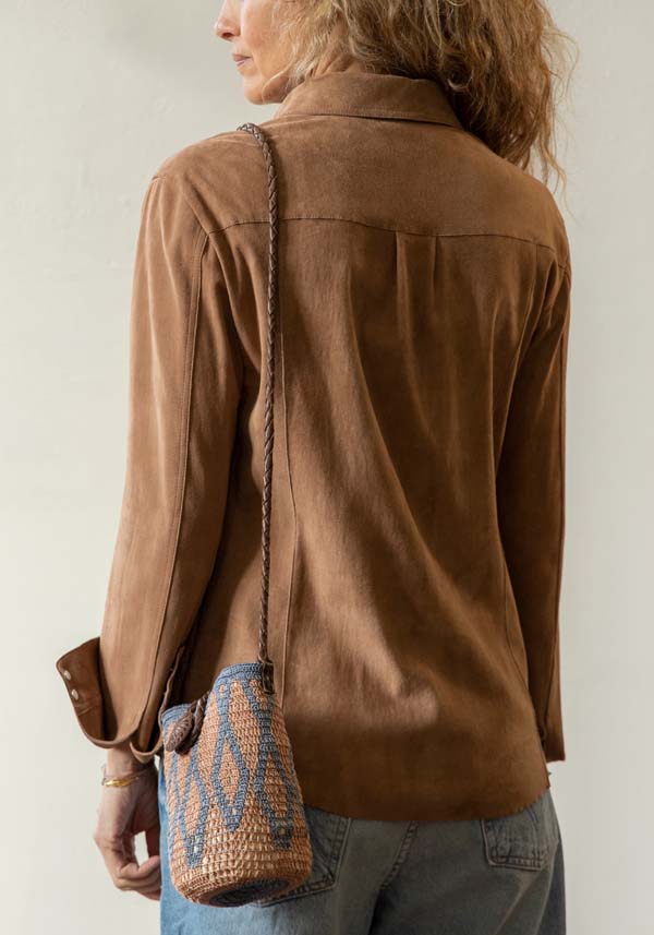 Rose & Lini DAD MILANO SUEDE “WESTERN SHIRT” CARAMEL Vendita calda