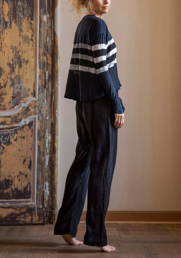 Rose & Lini GILDA MIDANI “EAST PANTS 2047” MARBLE BLUE Grandi sconti