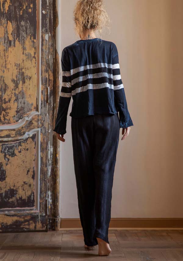 Rose & Lini GILDA MIDANI “EAST PANTS 2047” MARBLE BLUE Grandi sconti