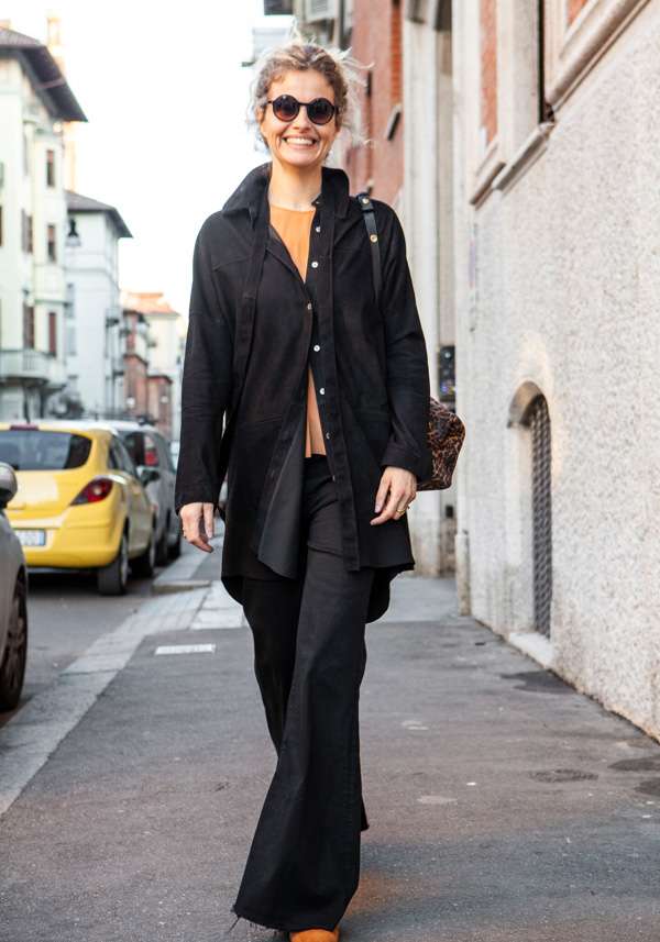 Rose & Lini GIORGIO BRATO BLACK SUEDE LEATHER MAXI SHIRT Nuovi prodotti