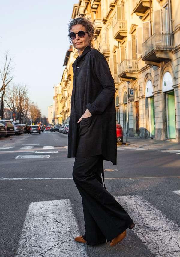 Rose & Lini GIORGIO BRATO BLACK SUEDE LEATHER MAXI SHIRT Nuovi prodotti