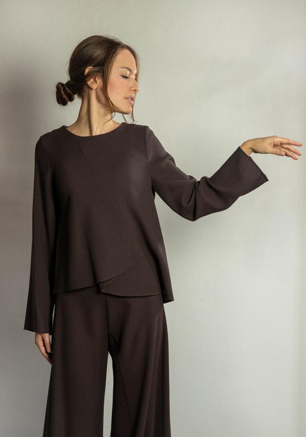 Rose & Lini STEFANO MORTARI WOOL “BLOUSE 5231” BROWN ACQUISTA ORA