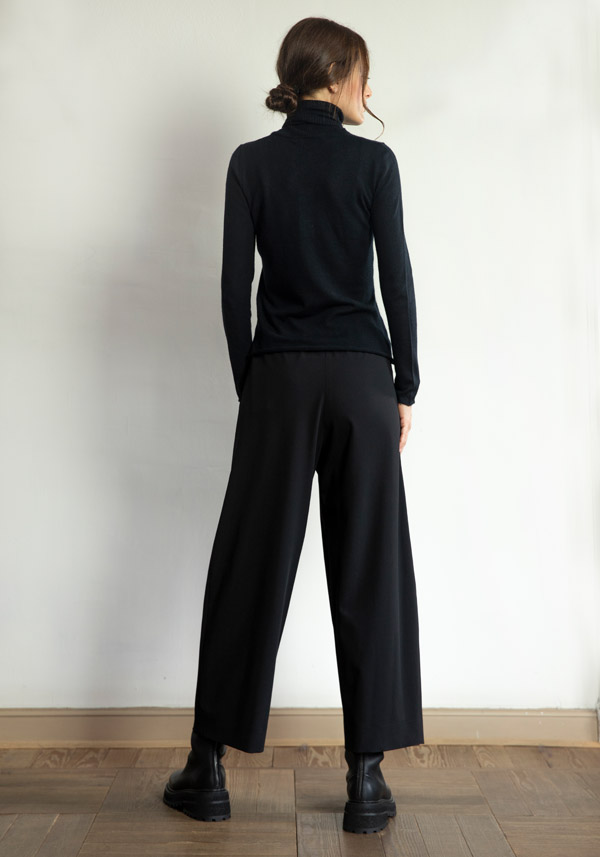Rose & Lini CRISTINA BONFANTI WOOL “BRENTA” BLACK PANTS Latest stili