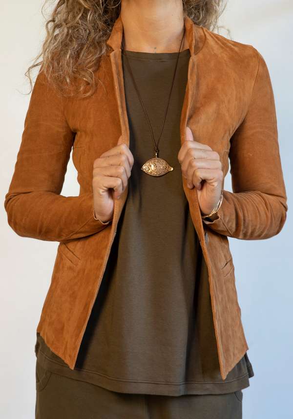 Rose & Lini GIORGIO BRATO CAMEL SUEDE JACKET 9593 Ultimo giorno