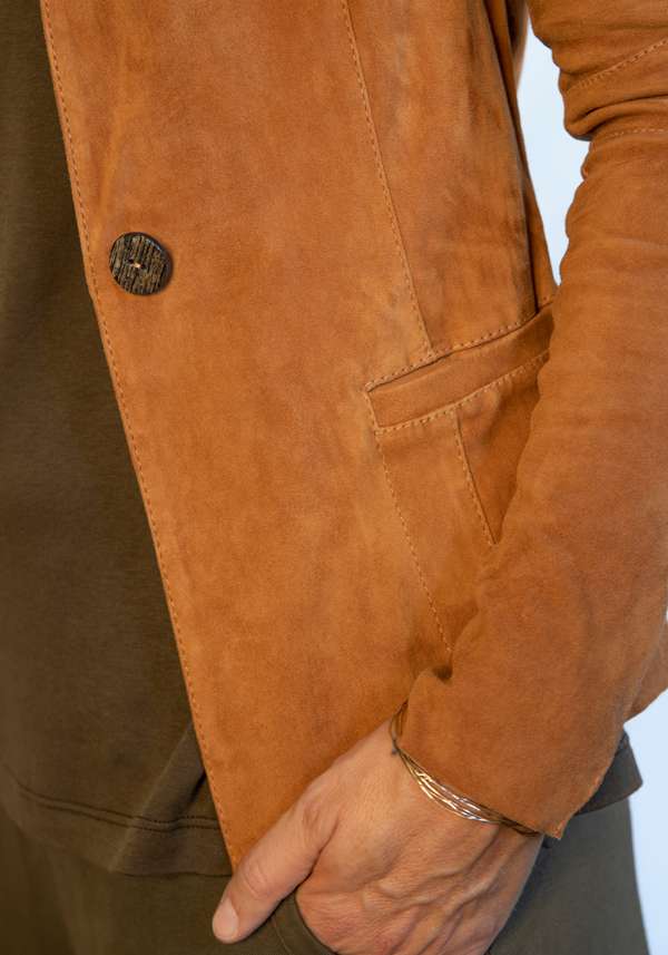 Rose & Lini GIORGIO BRATO CAMEL SUEDE JACKET 9593 Ultimo giorno