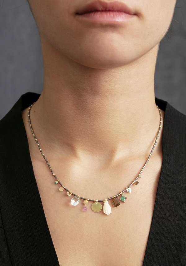 Rose & Lini 5 OCTOBRE “GARY” MULTIPLE CHARMS NECKLACE Offerta speciale della fabbrica