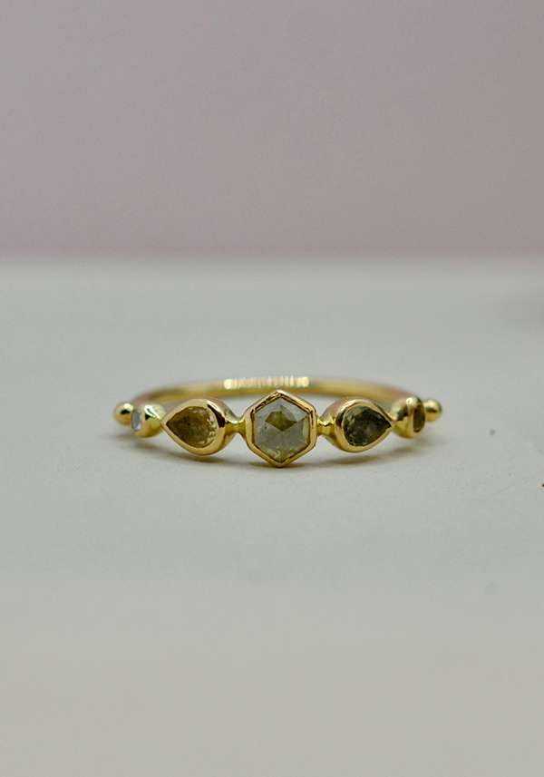 Rose & Lini DORETTE TOURMALINE & DIAMONDS “BAGUE SIMPLE” GOLD RING Trasporto libero internazionale
