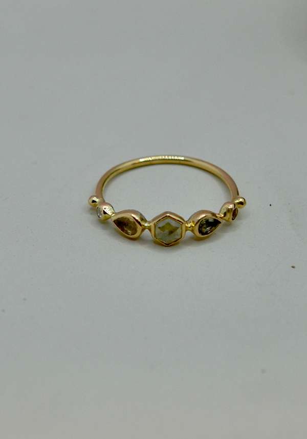 Rose & Lini DORETTE TOURMALINE & DIAMONDS “BAGUE SIMPLE” GOLD RING Trasporto libero internazionale