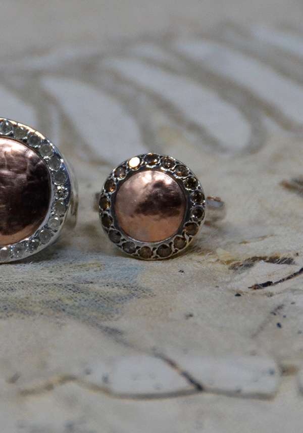 Rose & Lini ROSAMARIA SILVER PINK GOLD & DIAMONDS “JULIA” RING Limitato a 3 giorni