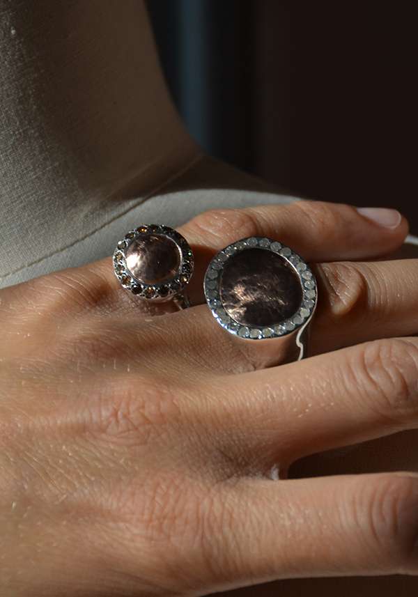 Rose & Lini ROSAMARIA SILVER PINK GOLD & DIAMONDS “JULIA” RING Limitato a 3 giorni