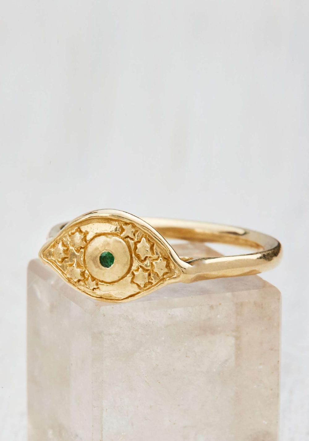 Rose & Lini CATHERINE MICHIELS “MINI EVIL EYE” GOLD RING Esporta salva
