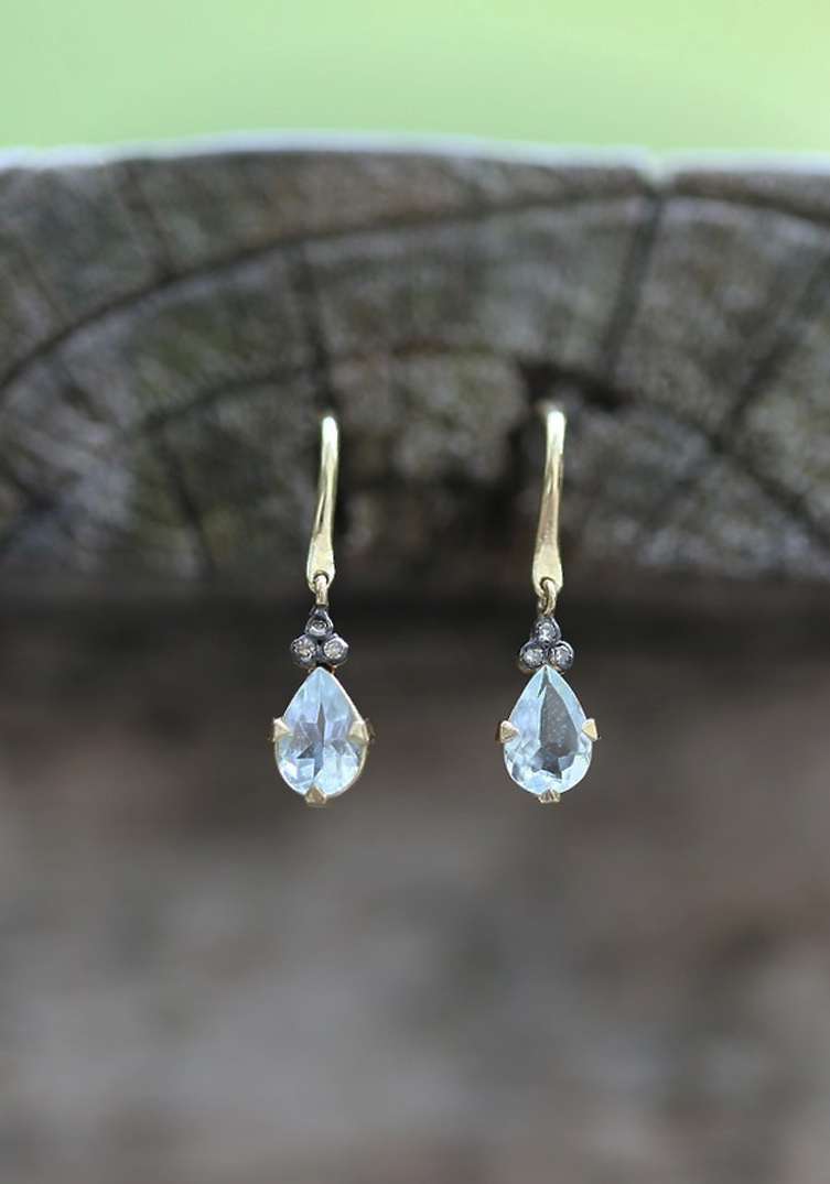 Rose & Lini 5 OCTOBRE “CELIA” AQUAMARINE & DIAMONDS EARRINGS Sconti questo mese