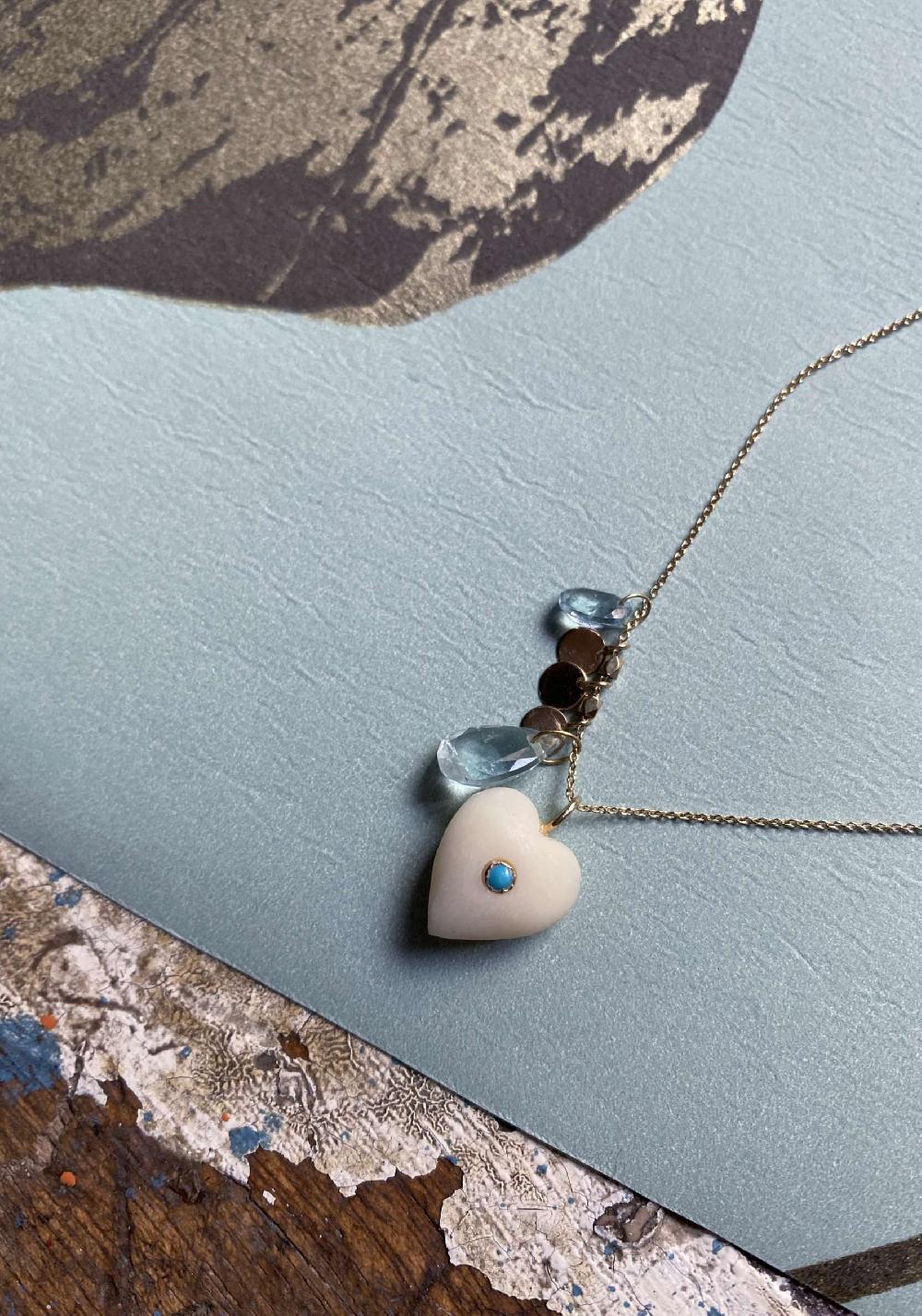 Rose & Lini 5 OCTOBRE “COEUR” TURQUOISE NECKLACE Italy