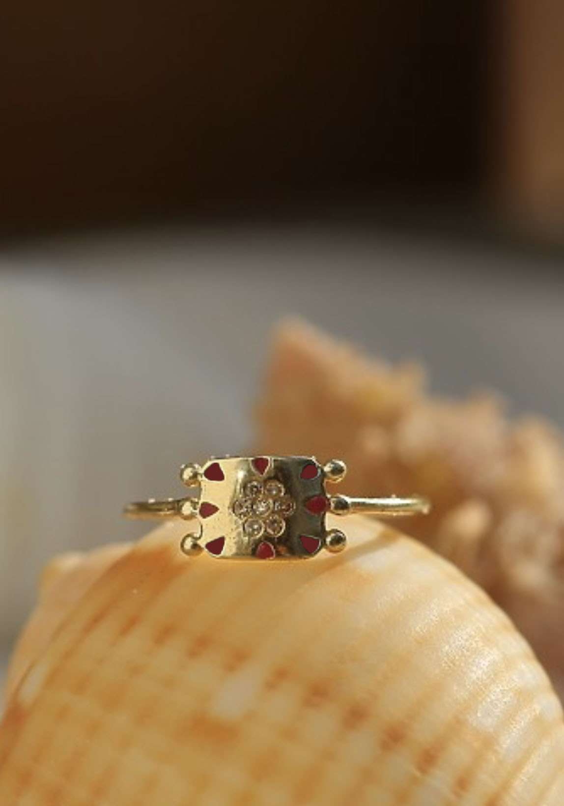 Rose & Lini 5 OCTOBRE “EMA” DIAMOND & ENAMEL GOLD RING Italia