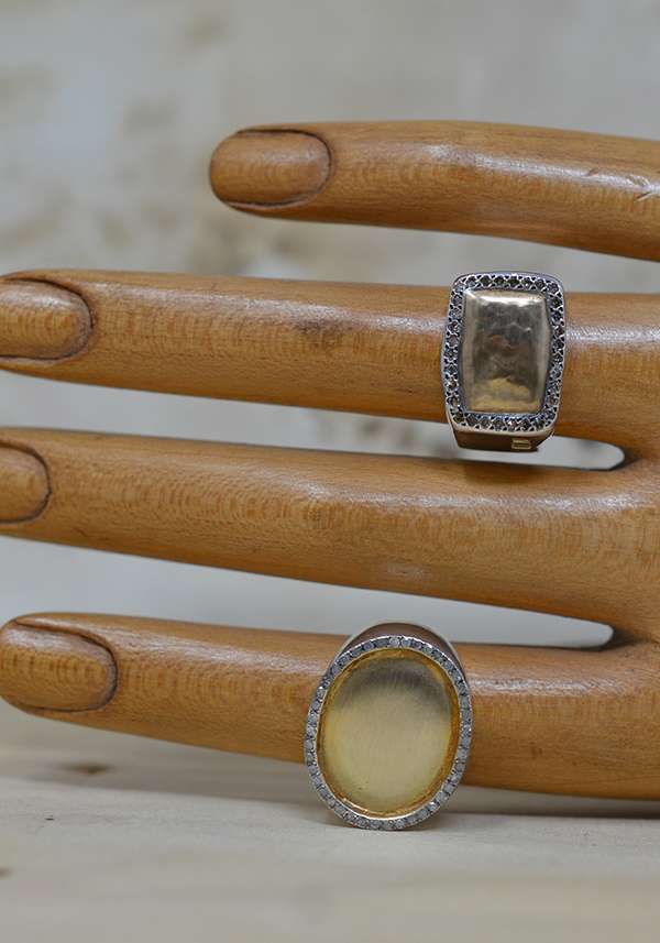 Rose & Lini ROSAMARIA SILVER GOLD & DIAMONDS “NASMA” RING Qualità