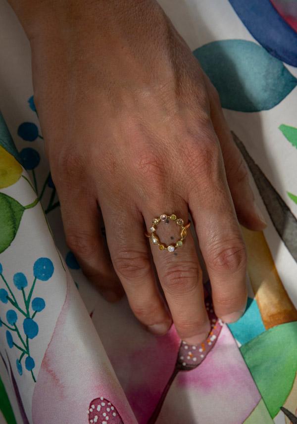 Rose & Lini DORETTE “BAGUE COURONNÉE” GOLD RING Spedizione Gratuita