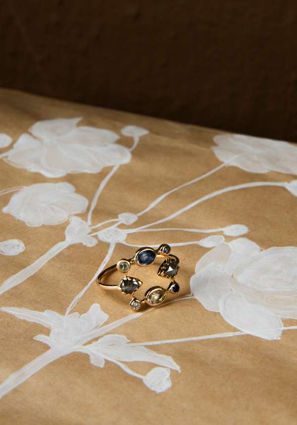 Rose & Lini DORETTE BLUE “BAGUE COURONNÉE” GOLD RING Soddisfazione Garantita