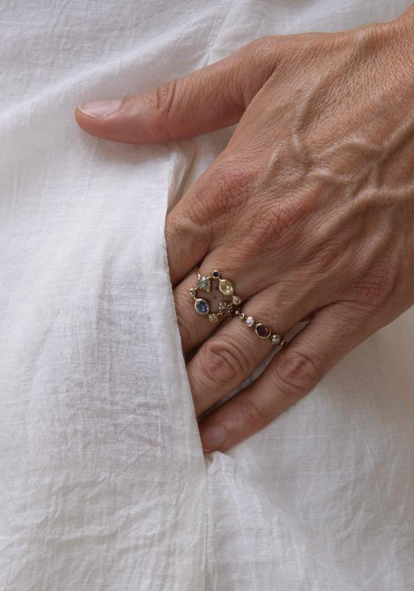 Rose & Lini DORETTE BLUE “BAGUE COURONNÉE” GOLD RING Soddisfazione Garantita