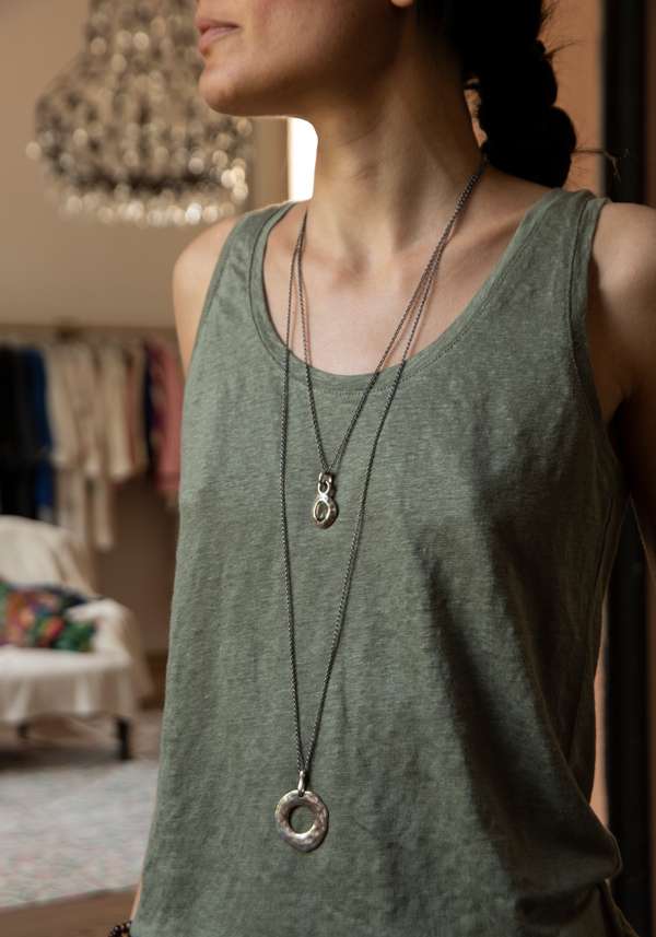 Rose & Lini ROSAMARIA “NHILL” PRASIOLITE PENDANT SILVER NECKLACE Qualità Garantita